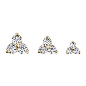 BVLA 14k Yellow Gold Tri Prong Cluster Threadless End, 3mm Cubic Zirconia